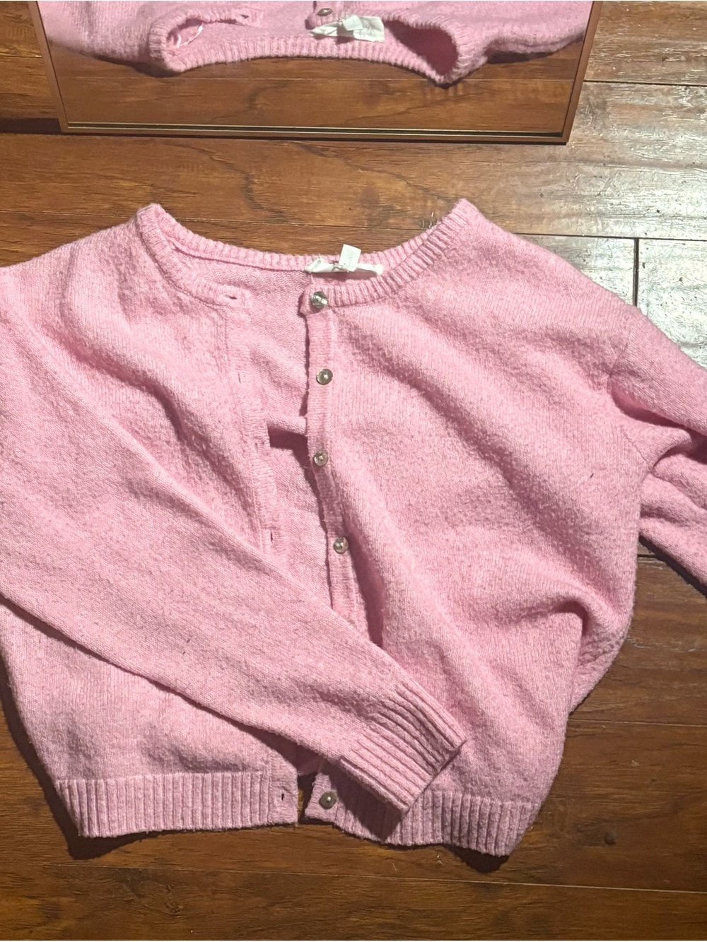 Olive & Oak Pink Button-Front Knit Cardigan